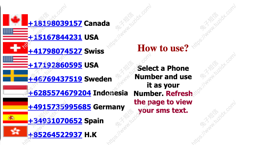 Receivefreesms - 在线免费接收短信